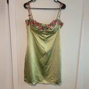 Princess Polly Kenzie Green Floral Satin Mini Dress 12